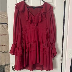 Elegant Red Ruffled Women's Top